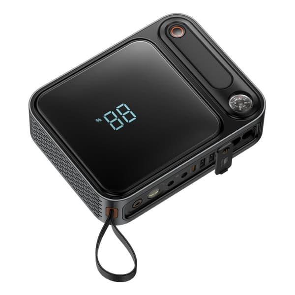 3in1 USB Powerbank USB-C Jump Jump Starter autolle 3000A taskulamppu musta
