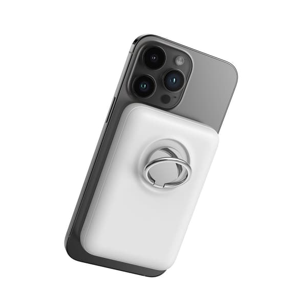 Trådlös powerbank 10000mAh 20W MagSafe med stativ + USB-C-kabel, vit