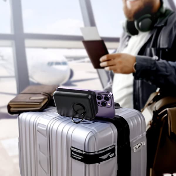 Trådlös powerbank 10000mAh 20W MagSafe med stativ + USB-C-kabel, vit