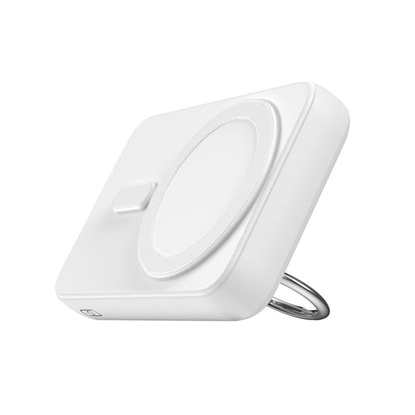 Trådlös powerbank 10000mAh 20W MagSafe med stativ + USB-C-kabel, vit