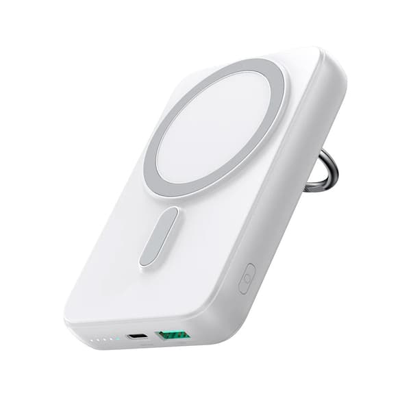 Trådlös powerbank 10000mAh 20W MagSafe med stativ + USB-C-kabel, vit