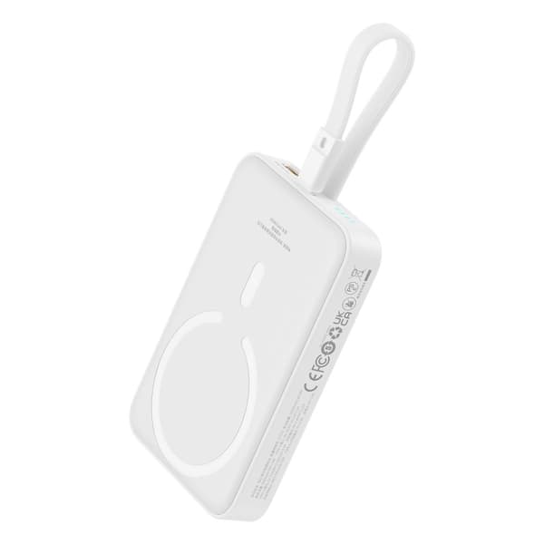 Mini Powerbank MagSafe 10000mAh 20W med Lightning-kabel til iPhone 0,3m hvid Hvid