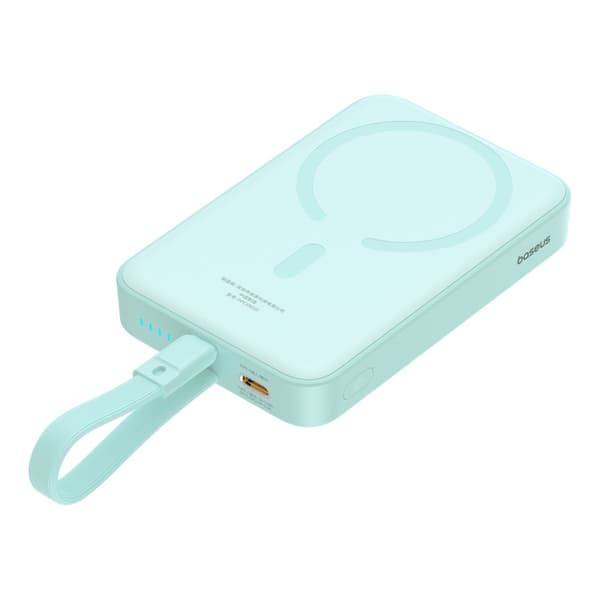 Mini Powerbank MagSafe 10000mAh 20W med Lightning-kabel för iPhone 0,3m blå