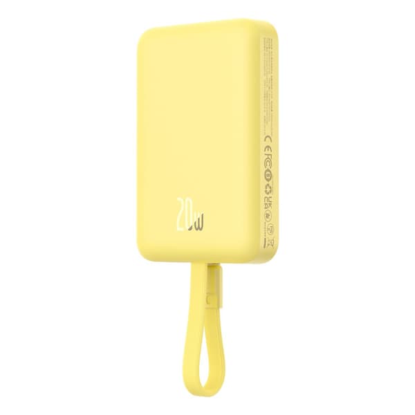 Mini Powerbank MagSafe 10000mAh 20W med Lightning-kabel til iPhone 0,3m gul