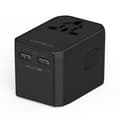 Miniatyrbillede 2 af 6: Universal rejseoplader 2x USB-C 2x USB-A PD 45W US EU UK AU Stik Sort