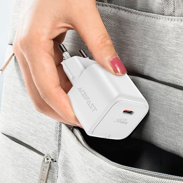 Mini PD 20W GaN oplader + USB-C kabel, hvid