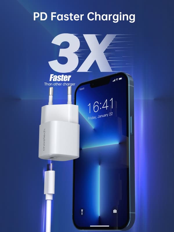 GaN USB-C PD 30W vægoplader, hvid