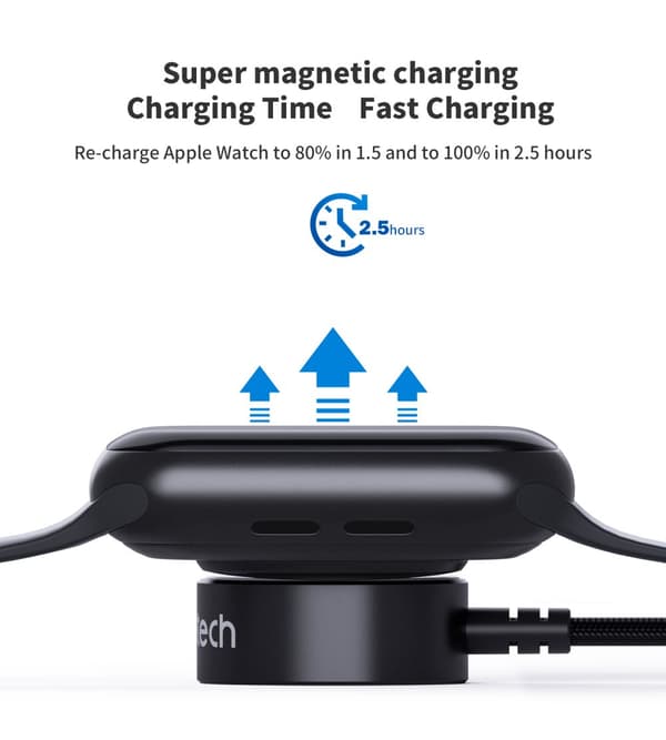 5W induktiv oplader til Apple Watch + USB-C kabel, sort