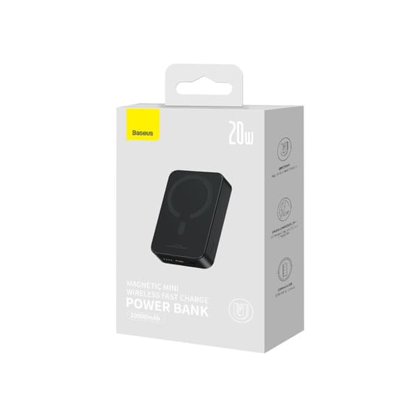 Powerbank Magnetic Mini 20000 mAh 20W + musta USB-C-kaapeli