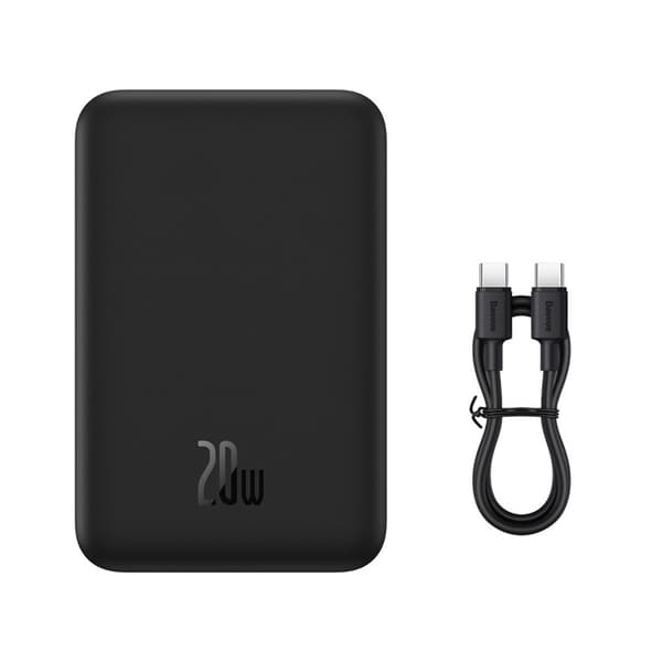 Powerbank Magnetic Mini 20000 mAh 20W + musta USB-C-kaapeli musta