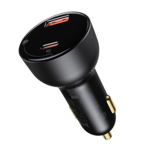 Hurtig, kraftfuld USB/USB-C biloplader PPS QC PD 100W, sort