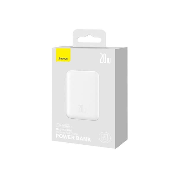 Mini powerbank 10000mAh med induktiv opladning MagSafe PD 20W hvid