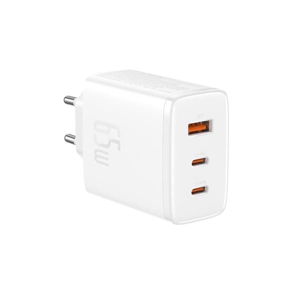 GaN Cube Pro 65W 2x USB-C USB-A netværksoplader, hvid