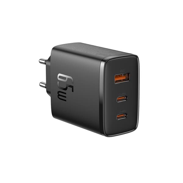 GaN Cube Pro 65W 2x USB-C USB-A vægoplader, sort
