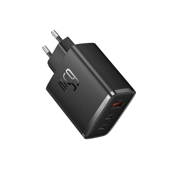 GaN Cube Pro 65W 2x USB-C USB-A vægoplader, sort