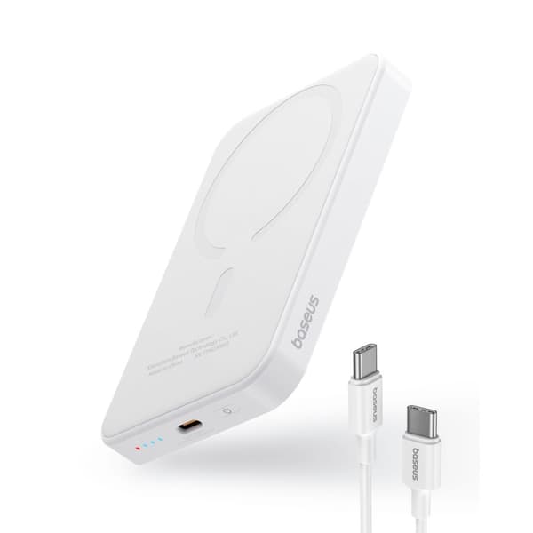 Mini powerbank 5000mAh 20W + USB-C kabel 20V / 3A hvid