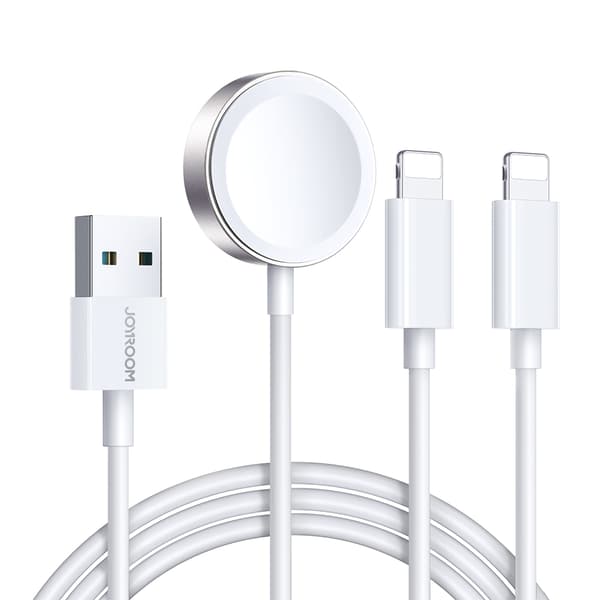 3i1 kabel USB-A kabel med induktiv oplader + 2x iPhone Lightning 1,2m hvid