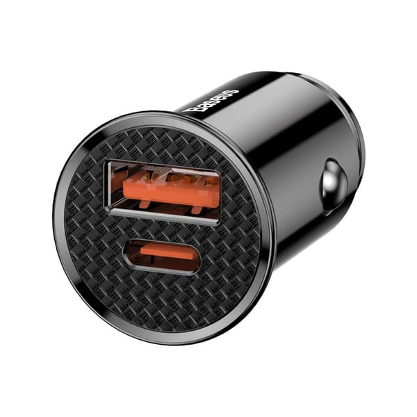 Smart biloplader med USB og USB-C QC PD porte, sort