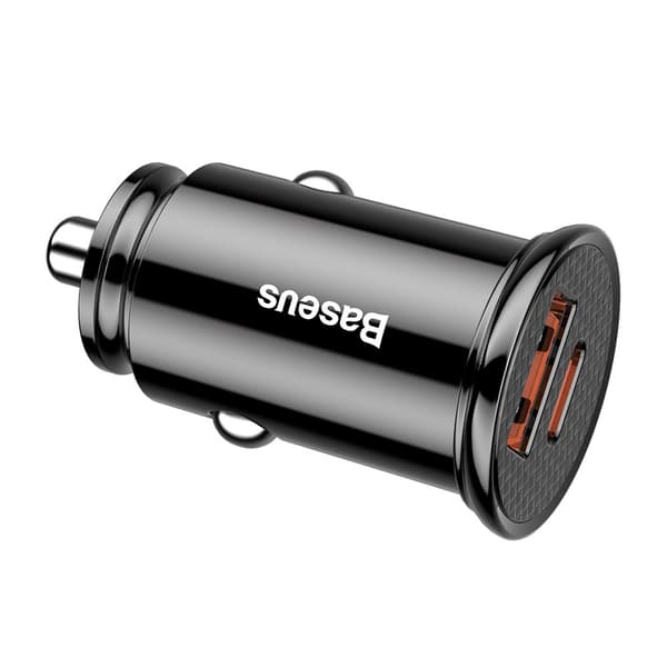 Smart biloplader med USB og USB-C QC PD porte, sort