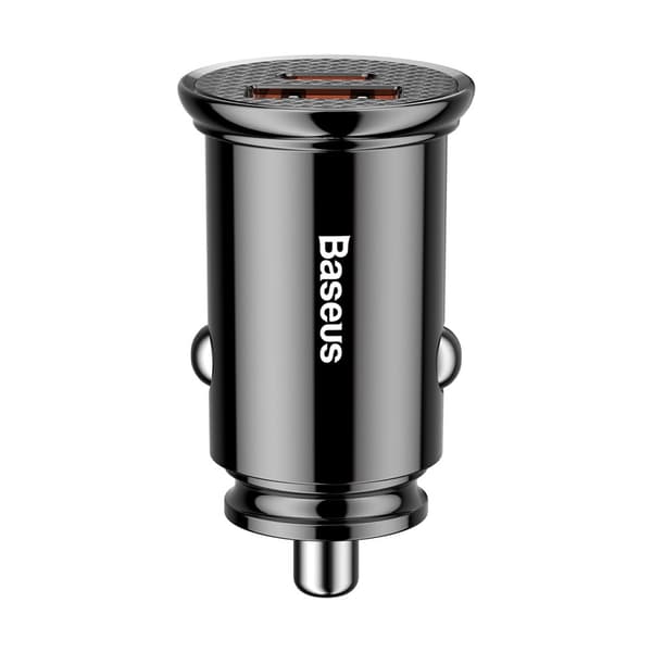 Smart biloplader med USB og USB-C QC PD porte, sort