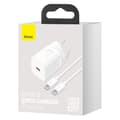 Miniatyrbillede 5 af 6: Si 25W 3A hurtig vægoplader med et 1m hvidt USB-C kabel