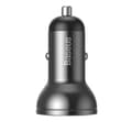 Miniatyrbillede 4 af 6: Biloplader 2x USB 4.8A 24W med LCD display + 3-i-1 kabel 1,2m sort