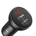 Miniatyrbillede 5 af 6: Biloplader 2x USB 4.8A 24W med LCD display + 3-i-1 kabel 1,2m sort
