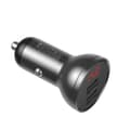 Miniatyrbillede 2 af 6: Biloplader 2x USB 4.8A 24W med LCD display + 3-i-1 kabel 1,2m sort
