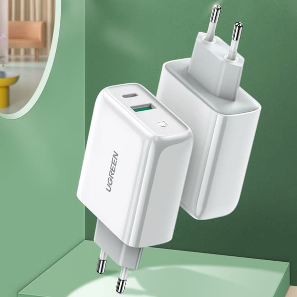 Hurtigoplader USB-C + USB 36 W Quick Charge 4.0 Power Delivery hvid