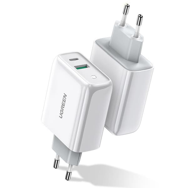 Hurtigoplader USB-C + USB 36 W Quick Charge 4.0 Power Delivery hvid