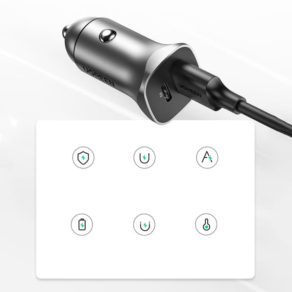 USB-C USB 24W Power Delivery Quick Charge billader, grå
