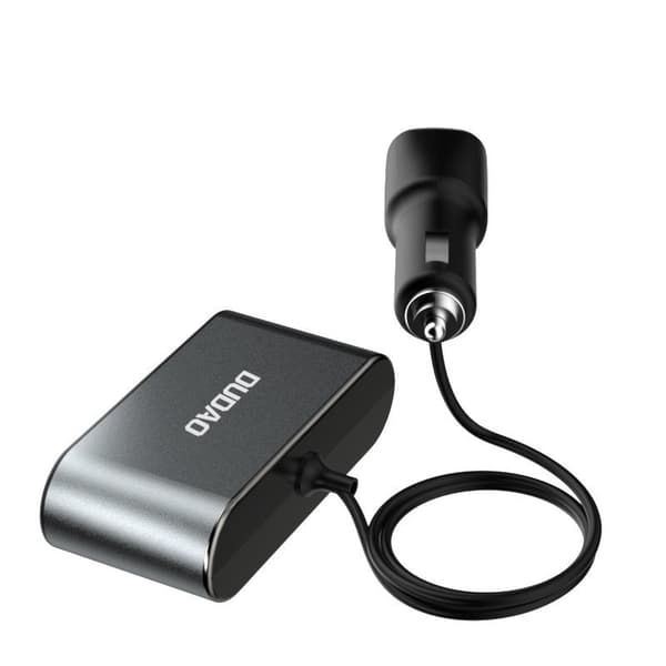 Autolaturi 2x USB + tupakansytyttimen pistorasian jakaja 3x musta