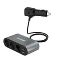 Pikkukuva 4 / 5: Autolaturi 2x USB + tupakansytyttimen pistorasian jakaja 3x musta