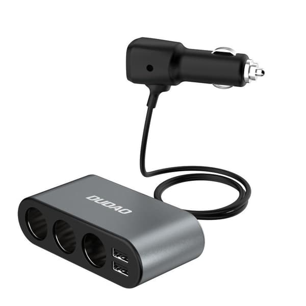 Autolaturi 2x USB + tupakansytyttimen pistorasian jakaja 3x musta
