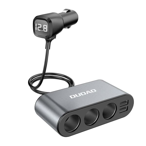 Autolaturi 2x USB + tupakansytyttimen pistorasian jakaja 3x musta