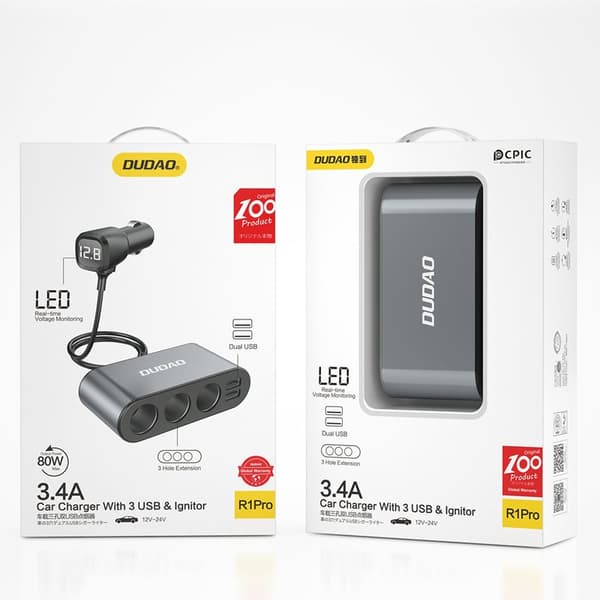 Autolaturi 2x USB + tupakansytyttimen pistorasian jakaja 3x musta