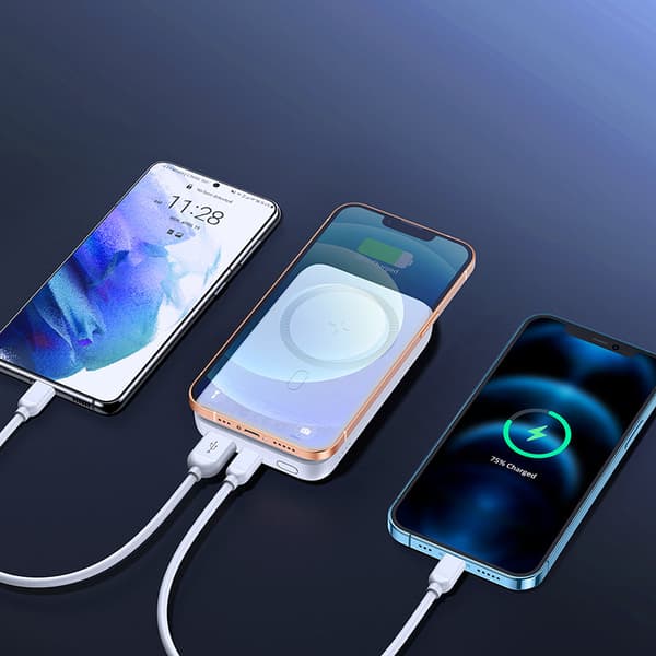 Mini Power Bank 10000mAh magneettinen QC PD USB USB-C -laturilla, valkoinen