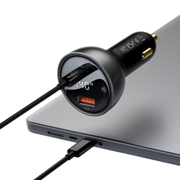 USB-C PD3.1 autolaturi 140W + USB-C kaapeli 1m musta