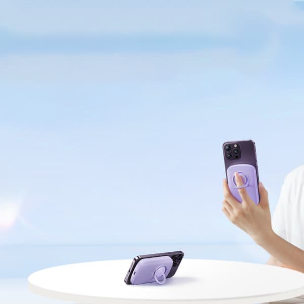 6000 mAh langaton virtapankki 20 W MagSafe induktiivisella laturilla, violetti