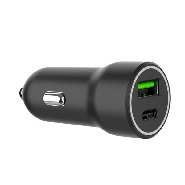 Billader med 20 W PD USB-C og 18 W QC3.0 USB Sort