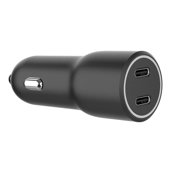 Biloplader med 2xUSB-C 20W PD Sort