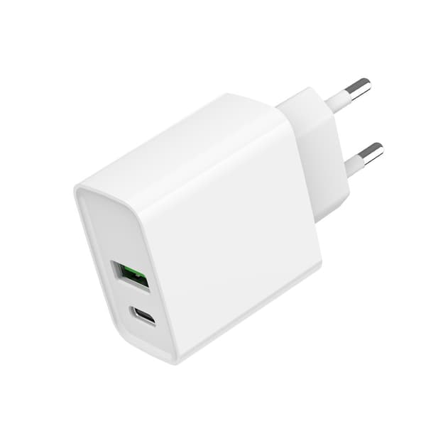 USB-oplader 20W med USB QC3.0 og USB-C PD - Hvid Hvid