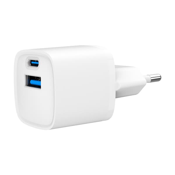 Nano USB-laturi USB QC3.0:lla ja USB-C PD:llä - Valkoinen
