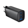 Miniatyrbillede 1 af 5: Gembird TA-UC-PDQC65-01-BK 3-ports 65 W GaN USB PowerDelivery hurtigoplader, sort
