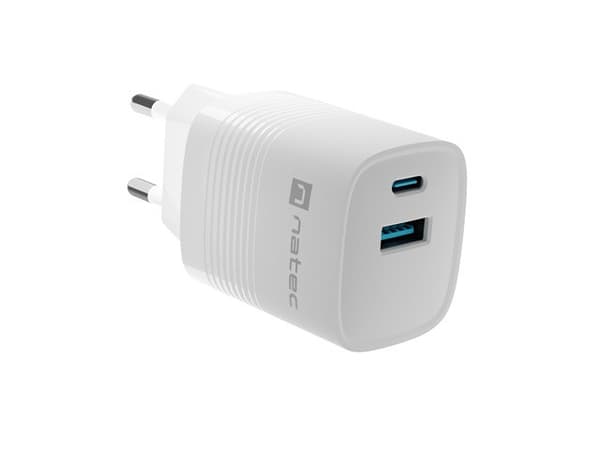 NATEC LATURI NATEC RIBERA GAN 1X USB-A + 1X USB-C Valkoinen