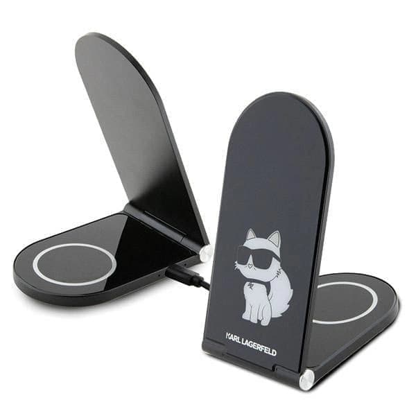 Karl Lagerfeld Choupette MagSafe 15W induktiv lader, sammenleggbar 2-i-1 - svart