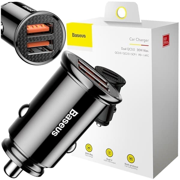 Baseus Circular smart billader 2x USB QC3.0 Quick Charge 3.0 SCP AFC 30W svart (CCALL-YD01) Sort
