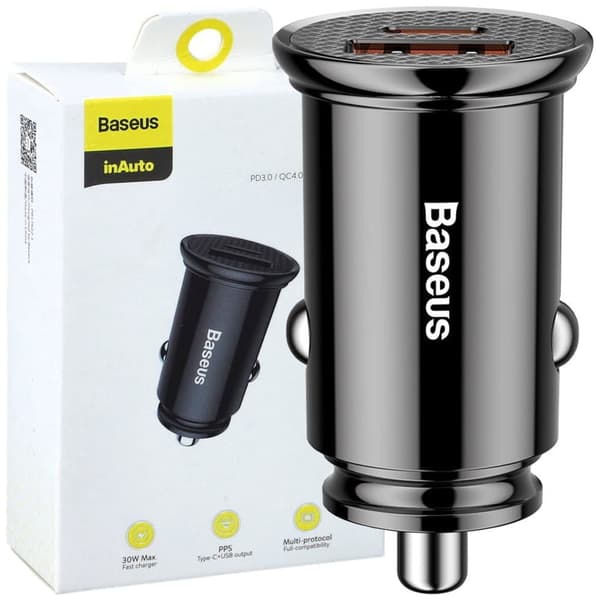 Baseus Circular PPS Smart billader med USB Quick Charge 4.0 QC 4.0 og USB-C PD 3.0 SCP Port Svart (CCALL-YS01)