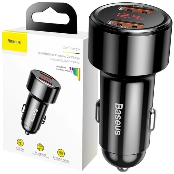 Baseus Magic Series Dual QC - Quick Charge 3.0 billader 2x USB 45W 6A svart (CCMLC20A-01) Sort