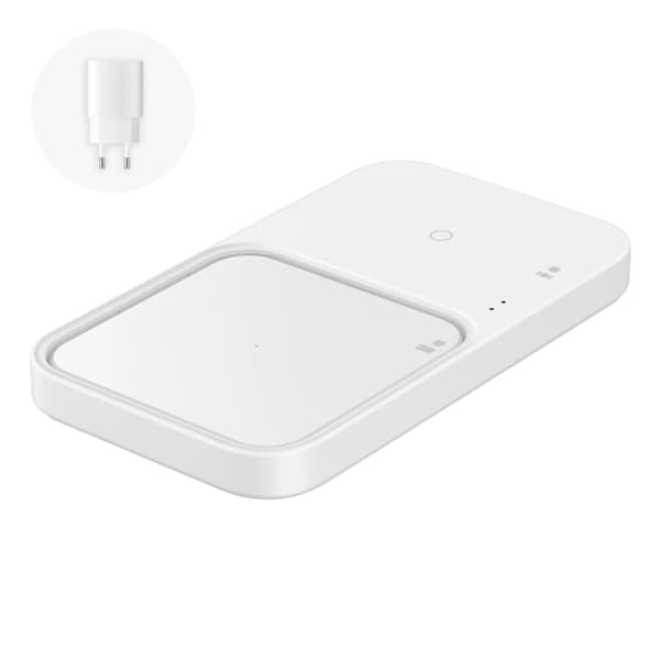 Samsung trådløs lader Duo EP-P5400TWEGEU induktiv lader 15W - hvit + nettlader + kabel